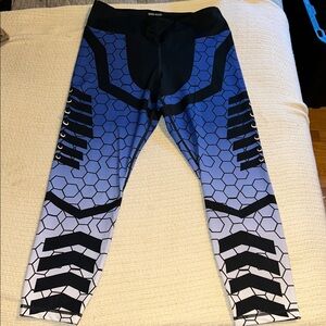 GRRRL Blue and Black Geometric Leggings